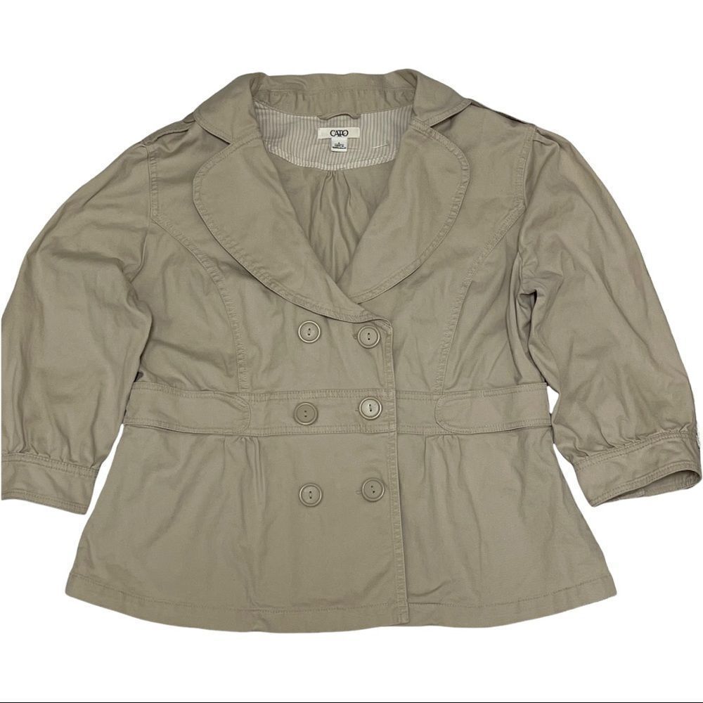 CATO Double Breasted Khaki Light Jacket Sz Large